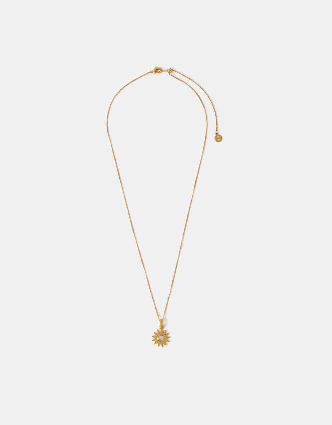 14ct Gold-Plated Sun Pendant Necklace, , large