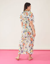 Lemon and Orange Maxi Chiffon Kimono, White (WHITE), large