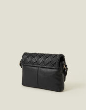 Woven Leather Cross-Body Bag, , large