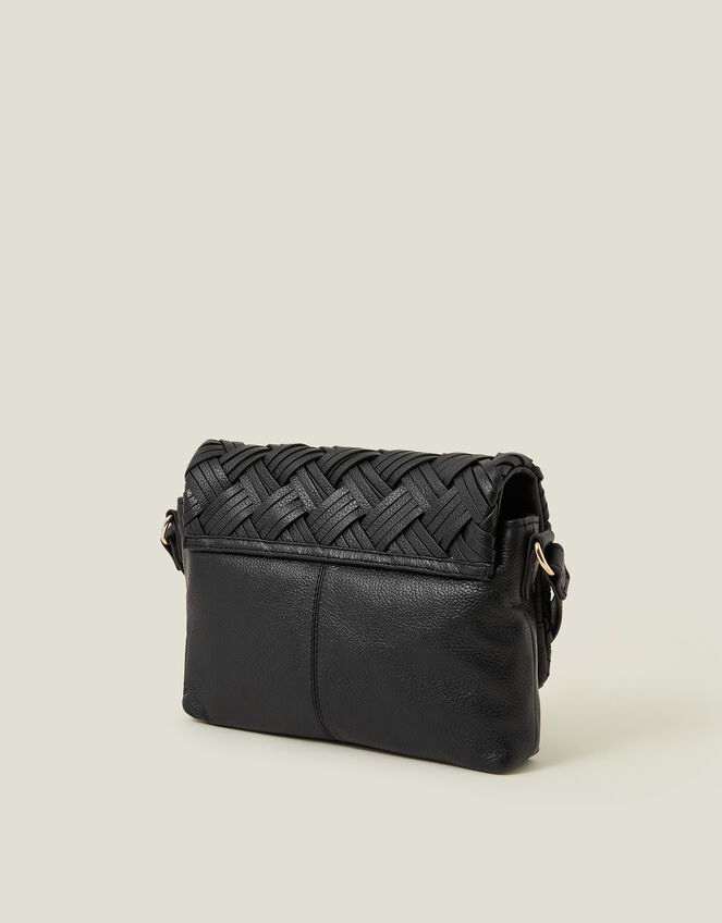 Woven Leather Cross-Body Bag, , large