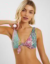 Paisley Print Tie Bikini Top, Multi (BRIGHTS MULTI), large