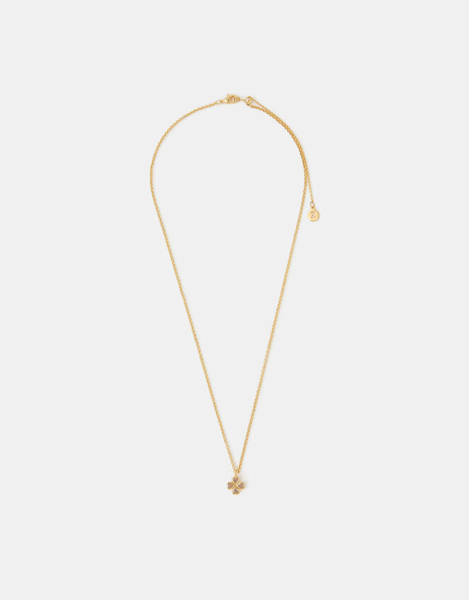 14ct Gold-Plated Clover Heart Pendant Necklace, , large