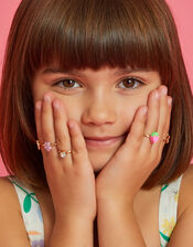 5-Pack Girls Spring Garden Adjustable Rings, , large