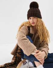 Fluffy Pom Beanie Hat, , large