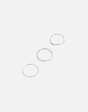 Sterling Silver Leaf Ring Set of Three, Silver (ST SILVER), large