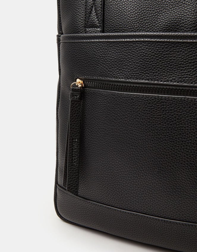 Faux Leather Backpack, Black (BLACK), large