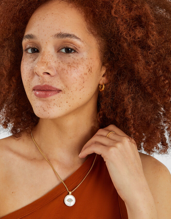 14ct Gold-Plated Pearl Eye Pendant Necklace, , large