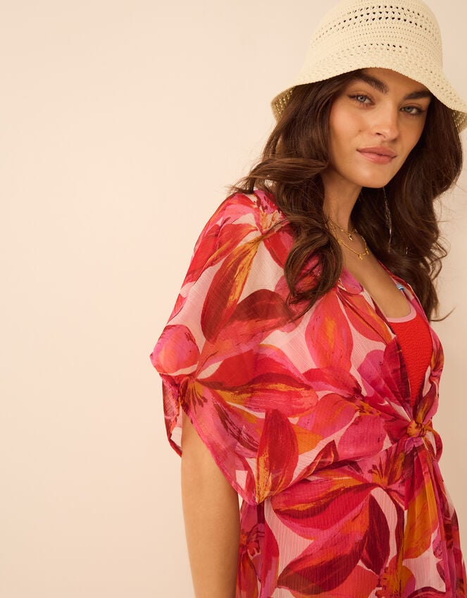 Floral Chiffon Mini Kaftan, Multi (BRIGHTS MULTI), large