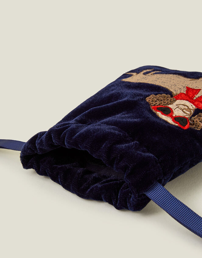 Embroidered Sausage Dog Drawstring Pouch, , large