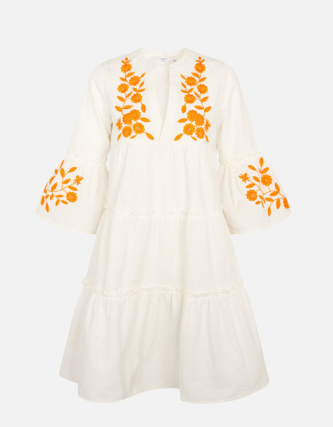 Floral Embroidered Cover-Up Dress, Orange (ORANGE), large
