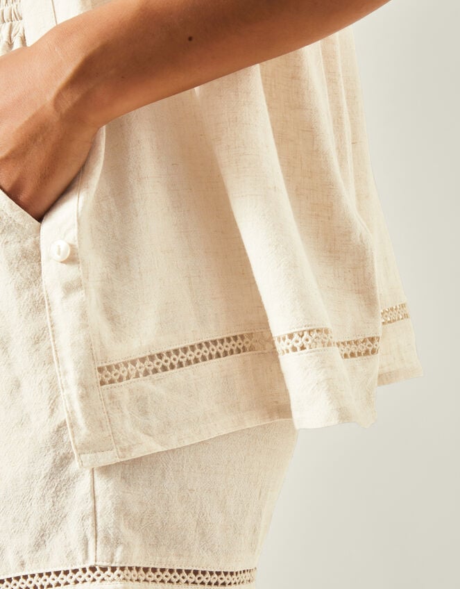 Cap Sleeve Boxy Shirt, Camel (BEIGE), large