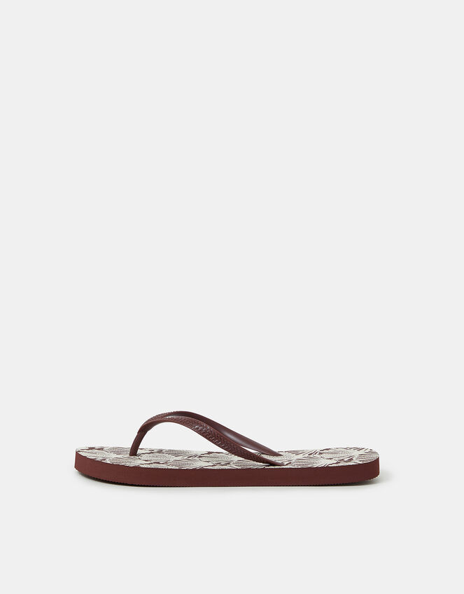 Shell Print Flip Flops, Brown (CHOCOLATE), large
