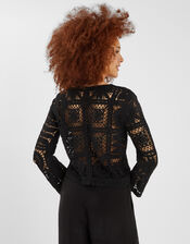 Crochet Cardigan, Black (BLACK), large