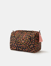 Large Floral Print Quilted Wash Bag, , large