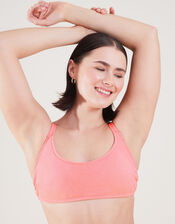 Crinkle Scoop Neck Crop Bikini Top, Pink (PINK), large