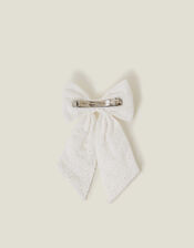 Broderie Bow Barrette Hair Clip, , large