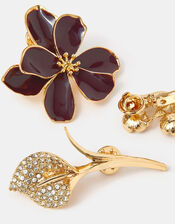 3-Pack Winter Flower Brooch Set, , large