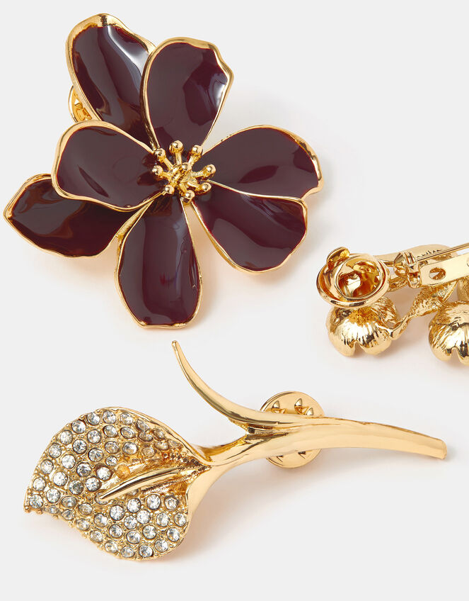 3-Pack Winter Flower Brooch Set, , large