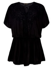 Kerina Cutwork Embroidered Kaftan, Black (BLACK), large