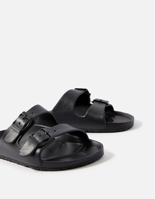 Buckle Footbed Sandals, Black (BLACK), large