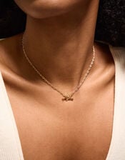 14ct Gold-Plated Star T-Bar Necklace, , large