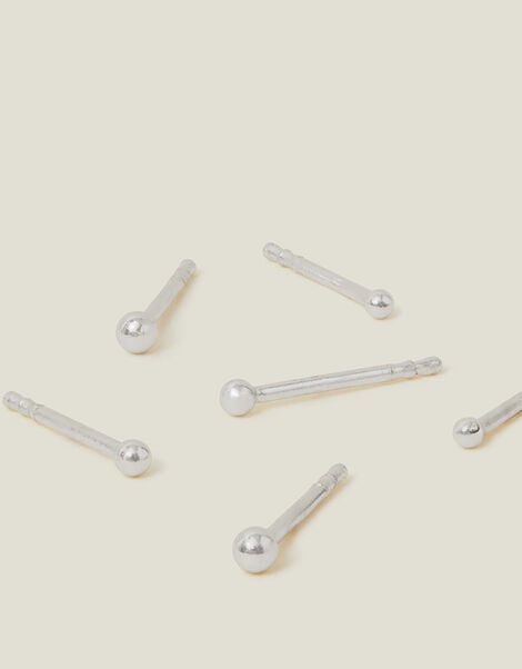 3-Pack Sterling Silver Ball Stud Earrings, , large