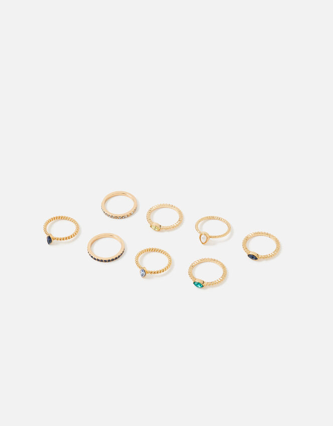 Blue Harvest Gem Stacking Ring Multipack, Multi (DARKS-MULTI), large