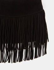 Fringe Suede Crossbody Bag, Black (BLACK), large