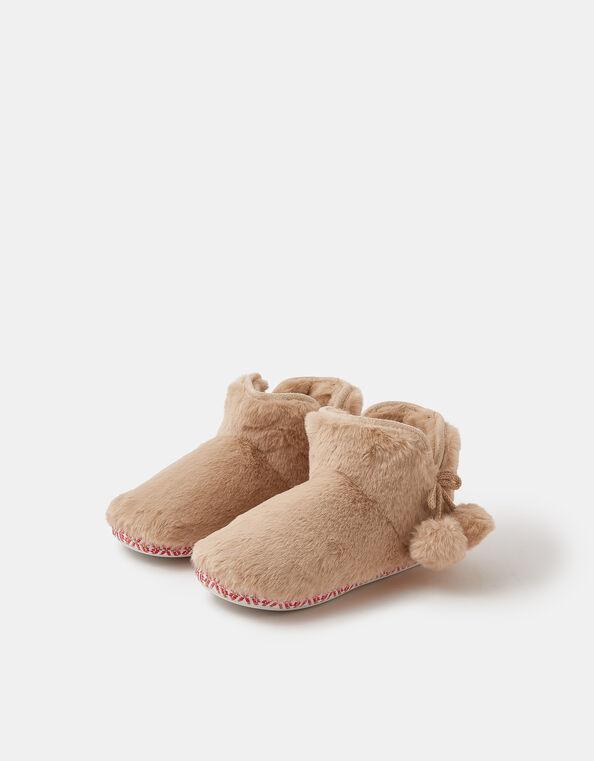 Fluffy Braided Slipper Boots, Natural (NATURAL), large