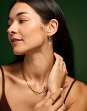 14ct Gold-Plated Stainless Steel Pearl Hoop Earrings, , large