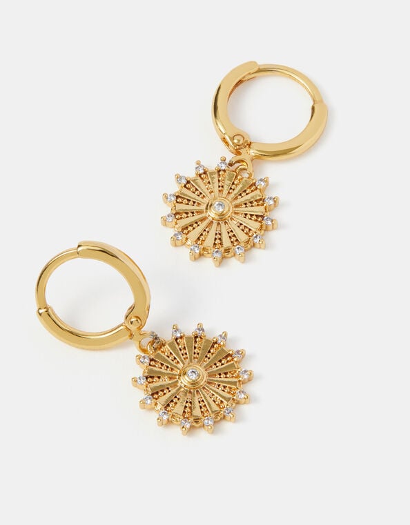 14ct Gold-Plated Sun Drop Earrings, , large