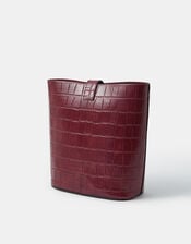 Faux Croc Bucket Bag, , large