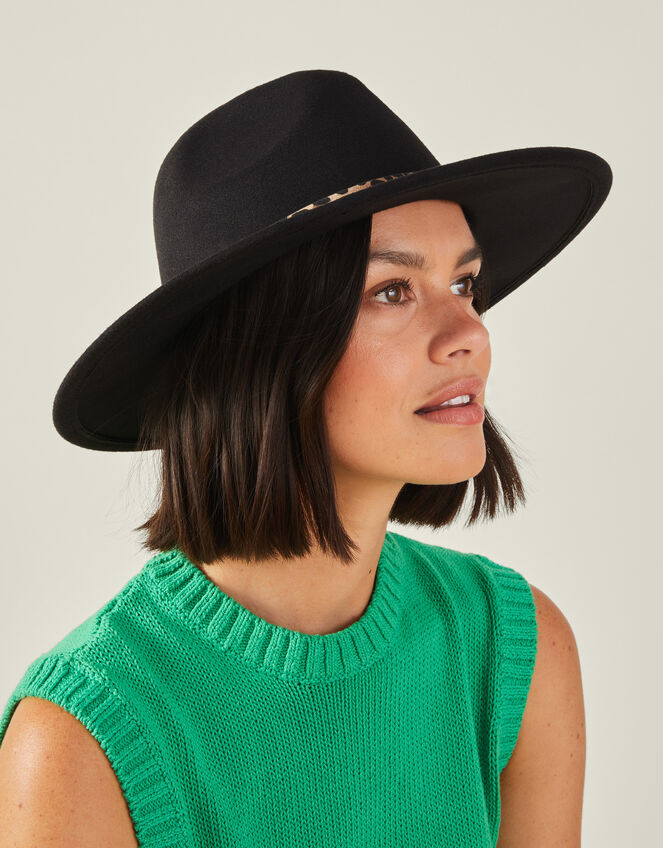 Wool Fedora Hat, Black (BLACK), large