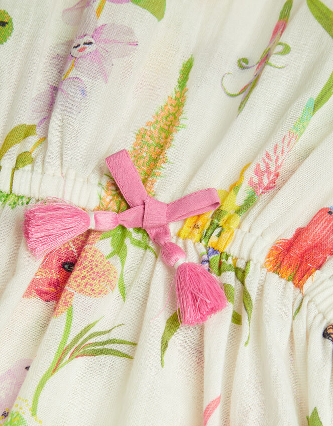 Girls Floral Print Kaftan, White (WHITE), large