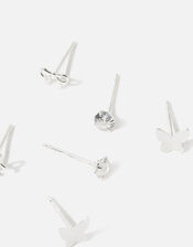 Sterling Silver Pretty Stud Earring Set, , large