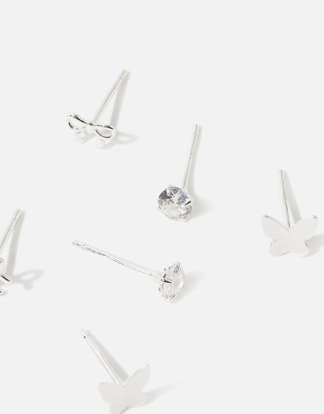 Sterling Silver Pretty Stud Earring Set, , large