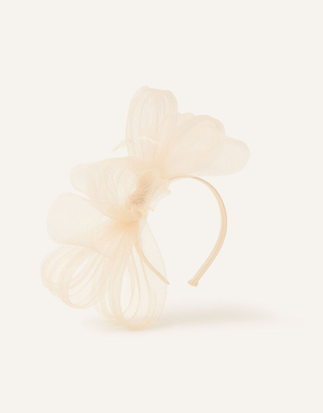 Sofia Crin Bow Sinamay Band Fascinator, Natural (CHAMPAGNE), large