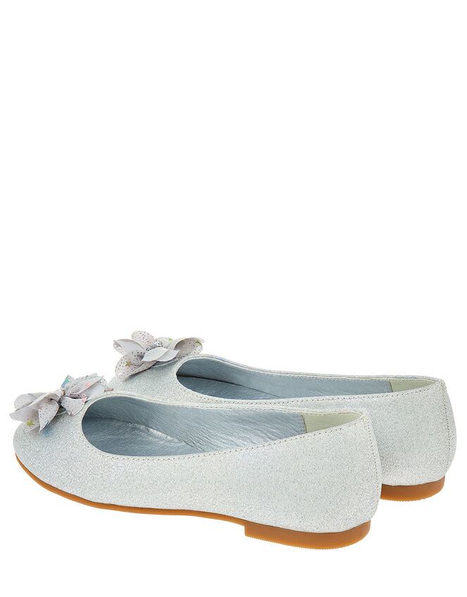 Metallic Shimmer Ballerina Flats, Silver (SILVER), large