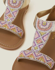 Girls Diamond Beaded Sandals, Purple (LILAC), large