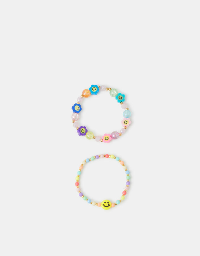 2-Pack Girls Happy Flower Beaded Bracelets, , large
