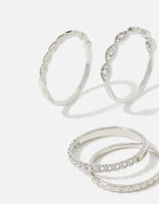 Platinum-Plated Sparkle Stacking Ring Set, Silver (SILVER), large