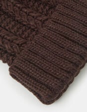Faux Fur Pom Beanie Hat, Brown (CHOCOLATE), large