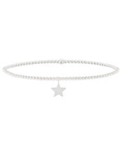 Sterling Silver Star Charm Stretch Bracelet, , large