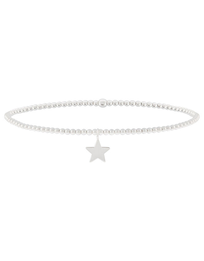 Sterling Silver Star Charm Stretch Bracelet, , large