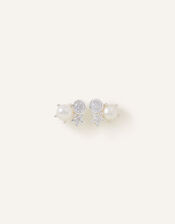 Sterling Silver-Plated Cluster Stud Earrings, , large