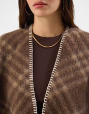 Check Print Knit Poncho, , large