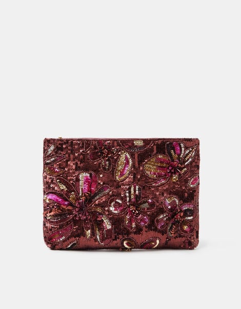 Floral Embellished Clutch Bag, , large