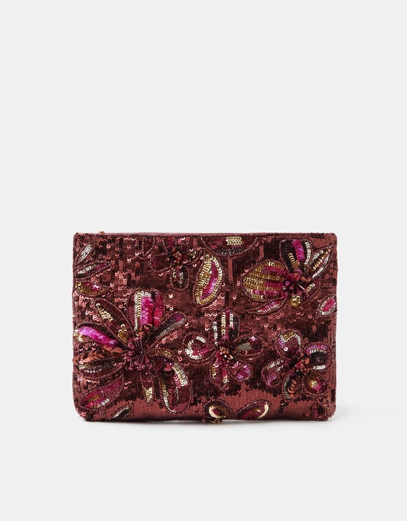 Floral Embellished Clutch Bag, , large