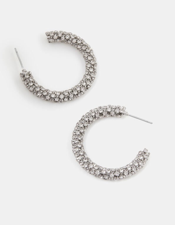Chunky Diamant&eacute; Hoop Earrings, , large