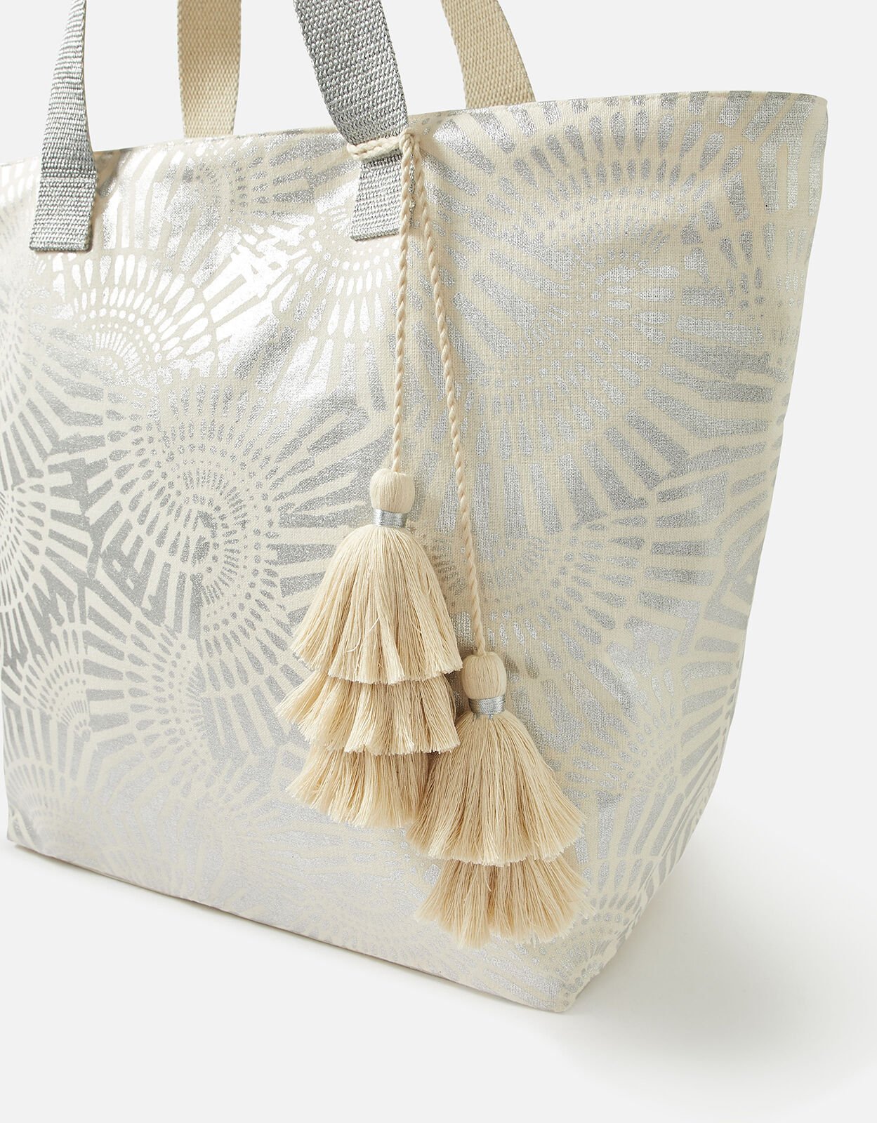 Silver beach bag top